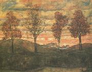 Egon Schiele Four Trees (mk12) china oil painting reproduction